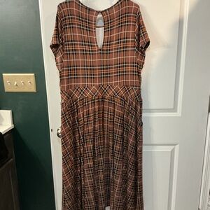 Torrid Brown Plaid Midi Dress